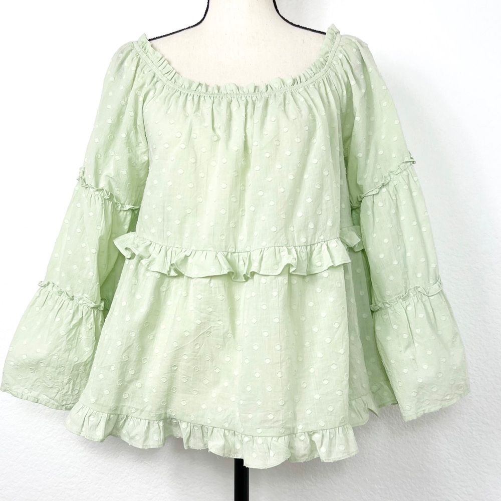 Madison Garrison Ruffle Polka Dot Top